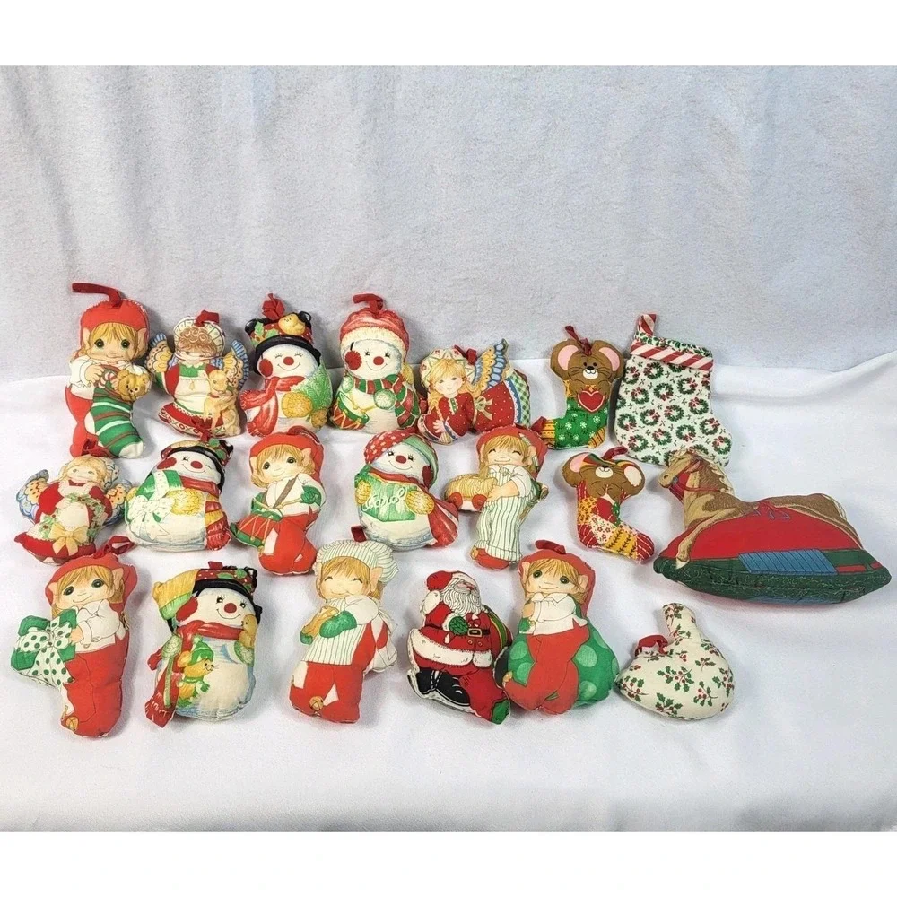 Vintage Fabric Christmas‎ Ornaments Lot 20 Handmade Holiday Decor Plush